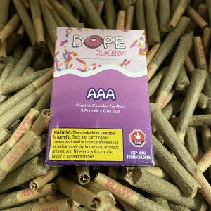 AAA 5 pack – 0.8g x 5 prerolls ( Hybrid : Jelly Donut )